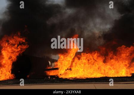 Avion Crash Simulator Burning, Texas Banque D'Images