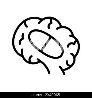 Icône noire de la ligne d'anticonvulsivants. Médicaments pour réduire les brûlures d'estomac. Signez pour la page Web, l'application mobile, le bouton, le logo. Bouton isolé de vecteur. Contour modifiable. Illustration de Vecteur