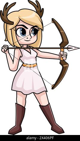 Artemis déesse du vecteur de chasse clip art de dessin animé Illustration de Vecteur