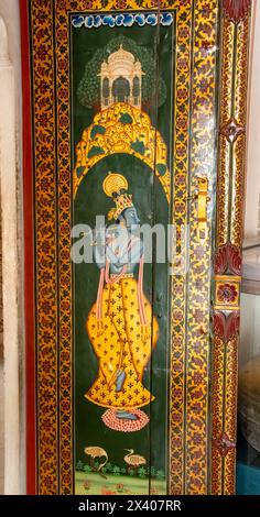 Beaux arts muraux à l'intérieur du palais du fort Bikaner, qui appartient aux familes royales du rajasthan Banque D'Images