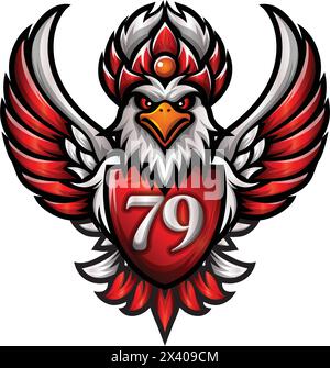 79ème jour heureux de l'indépendance de l'Indonésie avec la conception vectorielle de logo de mascotte d'aigle ou de garuda Illustration de Vecteur