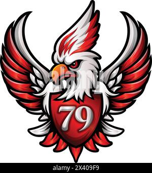 79ème logo de mascotte indonésienne avec aigle ou illustration vectorielle garuda Illustration de Vecteur