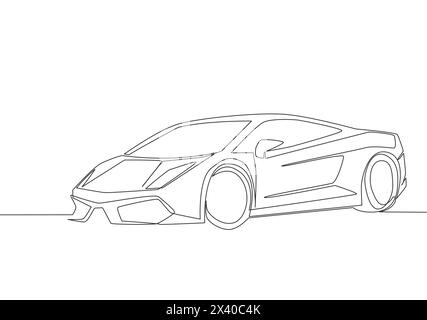 Dessin en ligne continue de la course et de la dérive berline élégante voiture de sport. Concept de transport de super voiture de luxe. Une seule ligne continue dessiner desig Illustration de Vecteur