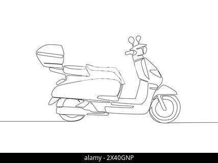 Un dessin à une ligne du logo de moto du service de livraison par courrier. Concept de moto scooter. Illustration vectorielle de conception de dessin de ligne continue Illustration de Vecteur