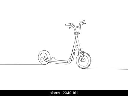Un dessin simple ligne du logo Kick scooter. Concept de véhicule urbain moderne. Illustration vectorielle de conception de dessin de ligne continue Illustration de Vecteur