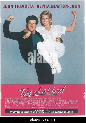 19833 affiche de film originale en deux, dir John Herzfeld, avec John Travolta et Olivia Newton-John Banque D'Images