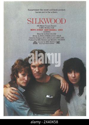 Affiche du film Silkwood 1983 avec Meryl Streep, sortie Kurt Russell, dir par Nike Nichols Banque D'Images