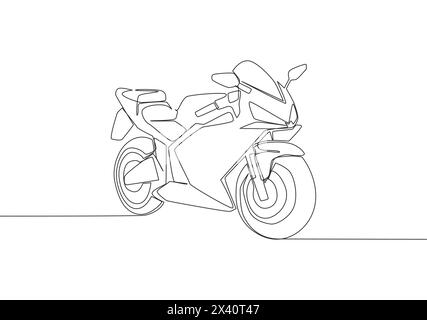 Un dessin en ligne continue de moto sportive de luxe pour le logo de course. Concept de moto grand sport. Illustration vectorielle de dessin de ligne unique Illustration de Vecteur