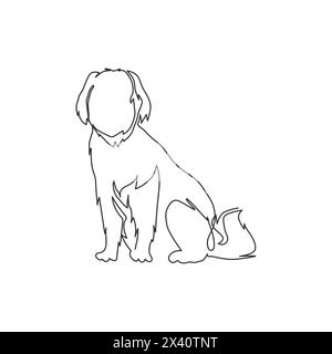 Un dessin simple d'une seule ligne de l'icône de chien chiot mignon. Concept de vecteur d'emblème de logo de magasin d'animaux de compagnie. Illustration de conception graphique de dessin de ligne continue dynamique Illustration de Vecteur