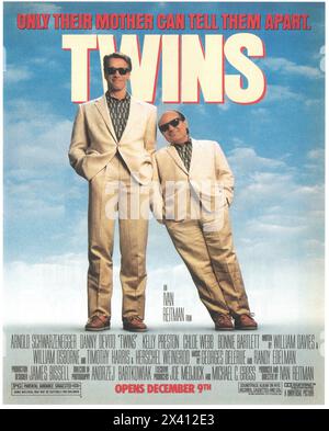 Affiche du film Twins 1988, réalisateur Ivan Reitman, avec Arnold Schwarzenegger, Danny DeVito Banque D'Images