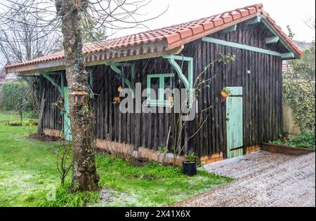 France, Gironde, bassin d'Arcachon, cabane sous la neige Banque D'Images