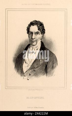 1841, Paris , FRANCE : le célèbre compositeur italien GASPARE SPONTINI ( 1774 – 1851 ). Portrait gravé par F.S. , par Lythographie Royal Degobert , imprimé par Charles Henri , Bruxelles, Belgique .- HISTOIRE - FOTO STORICHE - COMPOSITORE - OPERA LIRICA - CLASSICA - CLASSIQUE - PORTRAIT - RITRATTO - MUSICISTA - MUSICA - collier - colletto - gravure - incisione - illustrazione - illustration --- Archivio GBB Banque D'Images