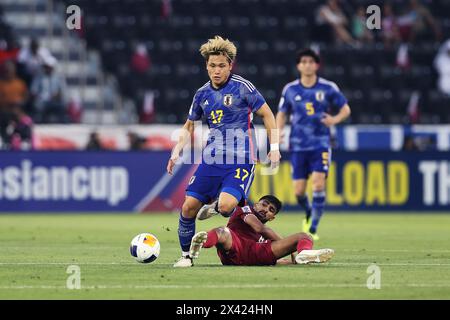 Doha, Qatar. 25 avril 2024. Kuryu Matsuki (JPN) Football/Football : Coupe d'Asie U23 de l'AFC Qatar 2024 quart de finale entre le Qatar et le Japon au stade Jassim Bin Hamad à Doha, Qatar . Crédit : Kenichi Arai/AFLO/Alamy Live News Banque D'Images