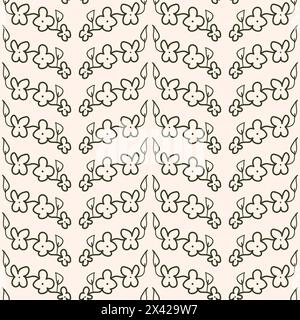 Motif sans couture de gribouillage de fleurs. Fond floral sans fin dans le style doodle. Simple couverture botanique répétée. Illustration dessinée à la main plate vectorielle. Illustration de Vecteur