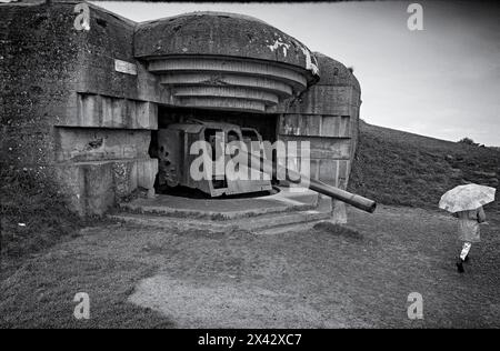 A view of the Longues-sur-Mer battery, a World War II German coastal artillery battery approximately 1 km (0.62 mi) north of the village of Longues-sur-Mer in Normandy, France, April 27, 2024. Normandy will forever be marked by the D-Day Landings and the Battle of Normandy that led to the liberation of France and Europe. 2024 will mark the 80th Anniversary of this historic event. On 6th June 1944, and during the long summer which followed, soldiers from the world over came to fight in Normandy to defeat Nazism and to re-establish freedom. Photo by Pascal Baril/ABACAPRESS.COM Stock Photo