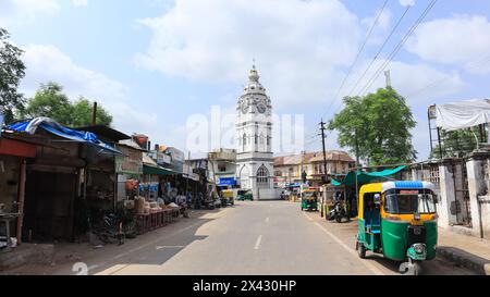 La vieille tour de surveillance de Sidhpur, Sidhpur, Gujarat, Inde. Banque D'Images