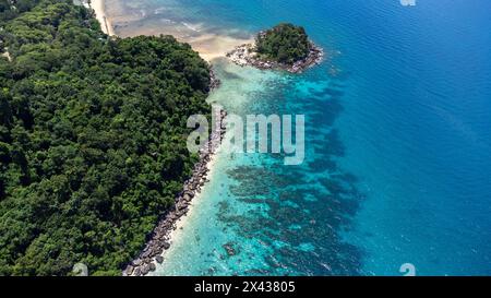 Vue aérienne de l'île Tioman en Malaisie, Asie Banque D'Images