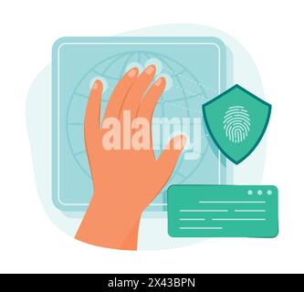 Illustration du concept d'analyse biométrique avec empreinte digitale Illustration de Vecteur