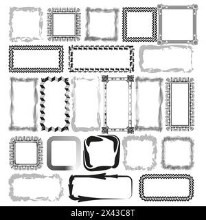 Cadres décoratifs assortis. Collection de bordures vectorielles. Motifs ornés et abstraits. Illustration de Vecteur