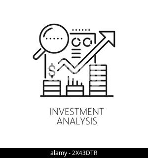 Icône de ligne d'analyse des investissements, signe vectoriel, présente un graphique simplifié ou un symbole graphique, avec une tendance à la hausse et des points de données, encapsulant le concept d'évaluation des investissements financiers au fil du temps Illustration de Vecteur