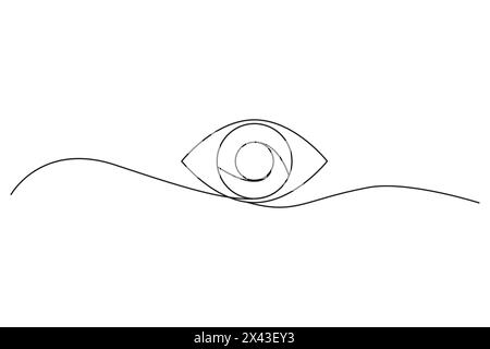 Dessin visuel en ligne continue. Illustration vectorielle simple. Croquis artistique de l'œil humain. Création de contours minimalistes. Illustration de Vecteur