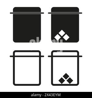 Corbeille icônes vectorielles. Conteneurs à déchets avec et sans symbole de recyclage. Boîte à ordures monochrome. Illustration de Vecteur
