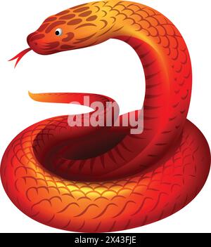 Illustration vectorielle de serpent, signe du zodiaque de l'horoscope chinois, année du serpent 2025 Illustration de Vecteur