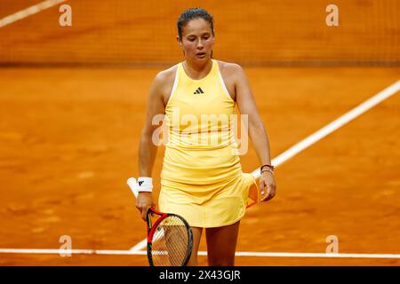 Daria Kasatkina de Russie en action contre Yulia Putintseva du Kazakstan lors du Mutua Madrid Open 2024, ATP Masters 1000 et WTA 1000, tournoi de tennis le 29 avril 2024 à Caja Magica à Madrid, Espagne Banque D'Images
