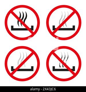 Panneau « pas de surface chaude ». Symboles d'interdiction d'avertissement de chaleur. Attention indicateurs de zone chaude. Illustration vectorielle. SPE 10. Illustration de Vecteur