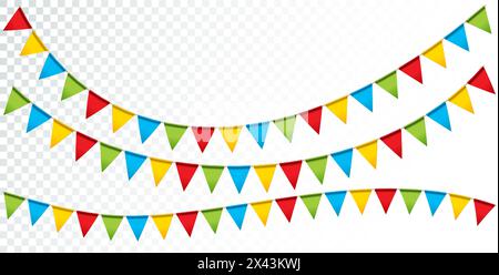 Guirlande colorée de drapeaux de fête isolée sur fond propre. Vector Festa Junina illustration avec le Brésil juin traditionnel Saint John Holiday Festival Illustration de Vecteur