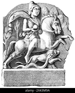 Mithras ou Mehr, Dieu persan de la lumière, Perse, moyen-Orient, illustration historique 1884 Banque D'Images
