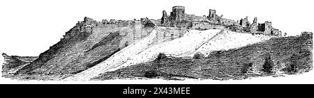 Colline ville et château de Pergame, Grèce antique, aujourd'hui Turquie, illustration historique 1884 Banque D'Images