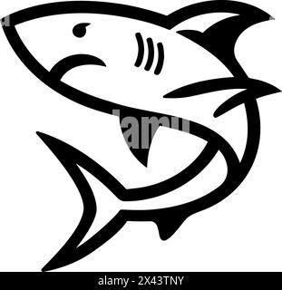 Icône du logo Shark. Illustration vectorielle de contour Illustration de Vecteur