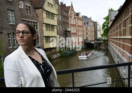 Gand, Belgique. 30 avril 2024. La secrétaire d'Etat à la politique d'asile et de migration Nicole de Moor photographiée dans le centre-ville de Gand, lors d'une conférence ministérielle sur la mise en œuvre et l'opérationnalisation du Pacte européen d'asile et de migration, à Gand, mardi 30 avril 2024. BELGA PHOTO DIRK WAEM crédit : Belga News Agency/Alamy Live News Banque D'Images