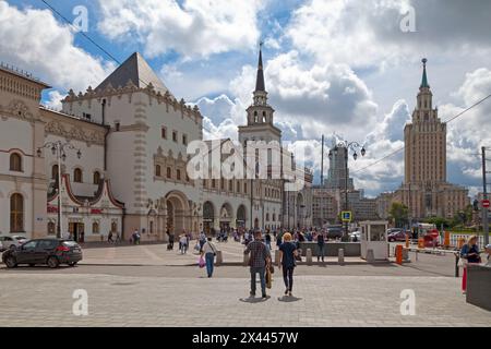 Moscou, Russie - 08 juillet 2018 : terminal ferroviaire Kazansky (russe : Каза́нский вокза́л, Kazansky vokzal) également connu sous le nom de gare ferroviaire Kazansky de Moscou Banque D'Images