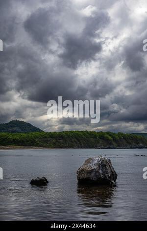 Vue aérienne à la belle plage près de Primorsko, Bulgarie Banque D'Images