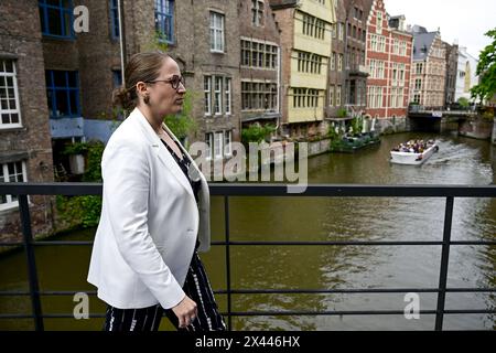 Gand, Belgique. 30 avril 2024. Nicole de Moor, Secrétaire d'Etat à la politique d'asile et de migration, photographiée lors d'une conférence ministérielle sur la mise en œuvre et l'opérationnalisation du Pacte européen sur l'asile et la migration, à Gand, mardi 30 avril 2024. BELGA PHOTO DIRK WAEM crédit : Belga News Agency/Alamy Live News Banque D'Images