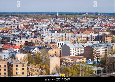 La vue depuis la plate-forme d'observation de l'Académie lettone des sciences, Riga, Lettonie Banque D'Images