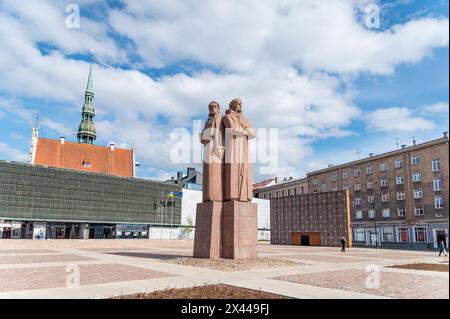 Letton Riflemen Monument et Mémorial aux victimes de l'occupation soviétique 'History tactile', Riga, Lettonie Banque D'Images