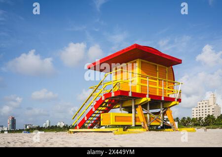 13th Street Lifeguard Tower, Miami Beach, Floride, États-Unis Banque D'Images