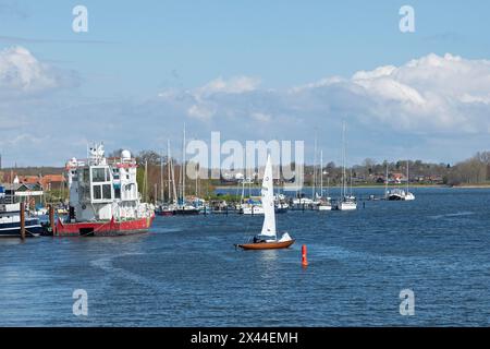 Bateaux, voilier, marina, port, Arnis, la plus petite ville d'Allemagne, Schlei, Schleswig-Holstein, Allemagne Banque D'Images