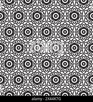 Fond de motif ornemental thaïlandais noir et blanc Illustration de Vecteur