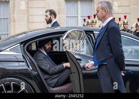 Paris, France. 30 avril 2024. Le Président du Groupe de la Banque mondiale, Ajay Banga, au Palais de l’Élysée à Paris, France, le 30 avril 2024. Photo par Eliot Blondet/ABACAPRESS. COM Credit : Abaca Press/Alamy Live News Banque D'Images