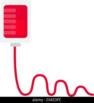 Icône goutte à goutte de transfusion sanguine. Dispositif d'injection de plasma sanguin, élément médical de dessin animé caressé pour un design moderne et rétro. Pictogramme vectoriel de couleur simple Illustration de Vecteur