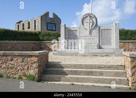 Pleubian, France - 9 avril 2024 : du 5 au 7 août 1944, au total 32 personnes ont été assassinées au Creac'h Maout par des soldats allemands pendant le second monde Banque D'Images