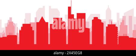 Affiche rouge panoramique de la ville de FRANCFORT, ALLEMAGNE Illustration de Vecteur