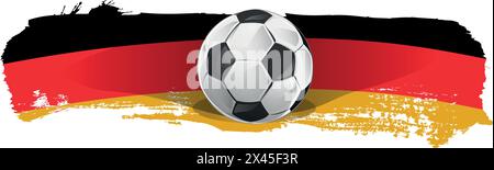 Drapeau de l'Allemagne avec ballon de football. Vecteur de trait de pinceau Illustration de Vecteur