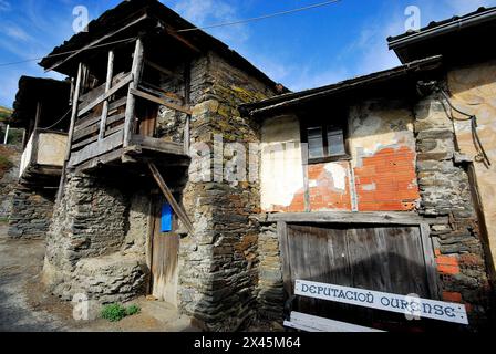 Maisons rustiques de Correxais, Ourense, Espagne Banque D'Images