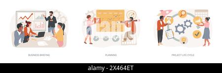 Ensemble d'illustrations vectorielles de concept isolé de gestion de projet. Illustration de Vecteur