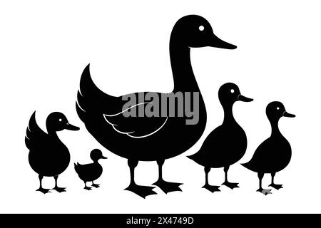 Illustration vectorielle de silhouette de collection de canard Illustration de Vecteur